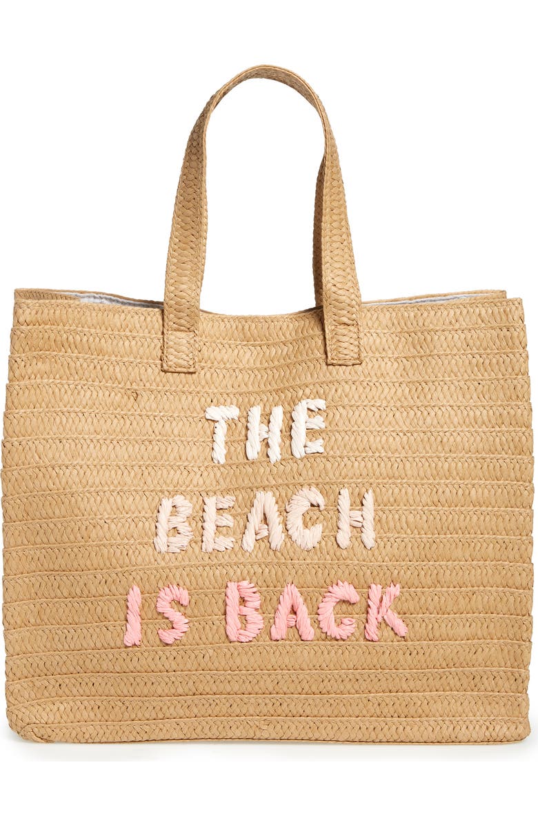 BTB Los Angeles The Beach is Back Straw Tote, Main, color,