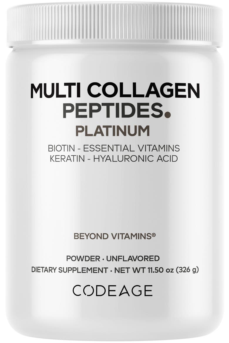 Platinum Multi Collagen Protein + Biotin Powder Supplement, Main, color, White