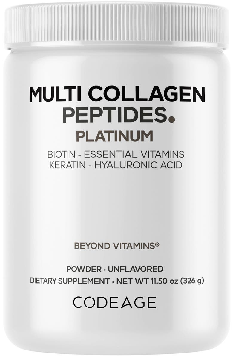 Codeage Platinum Multi Collagen Protein + Biotin Powder Supplement, Main, color, White