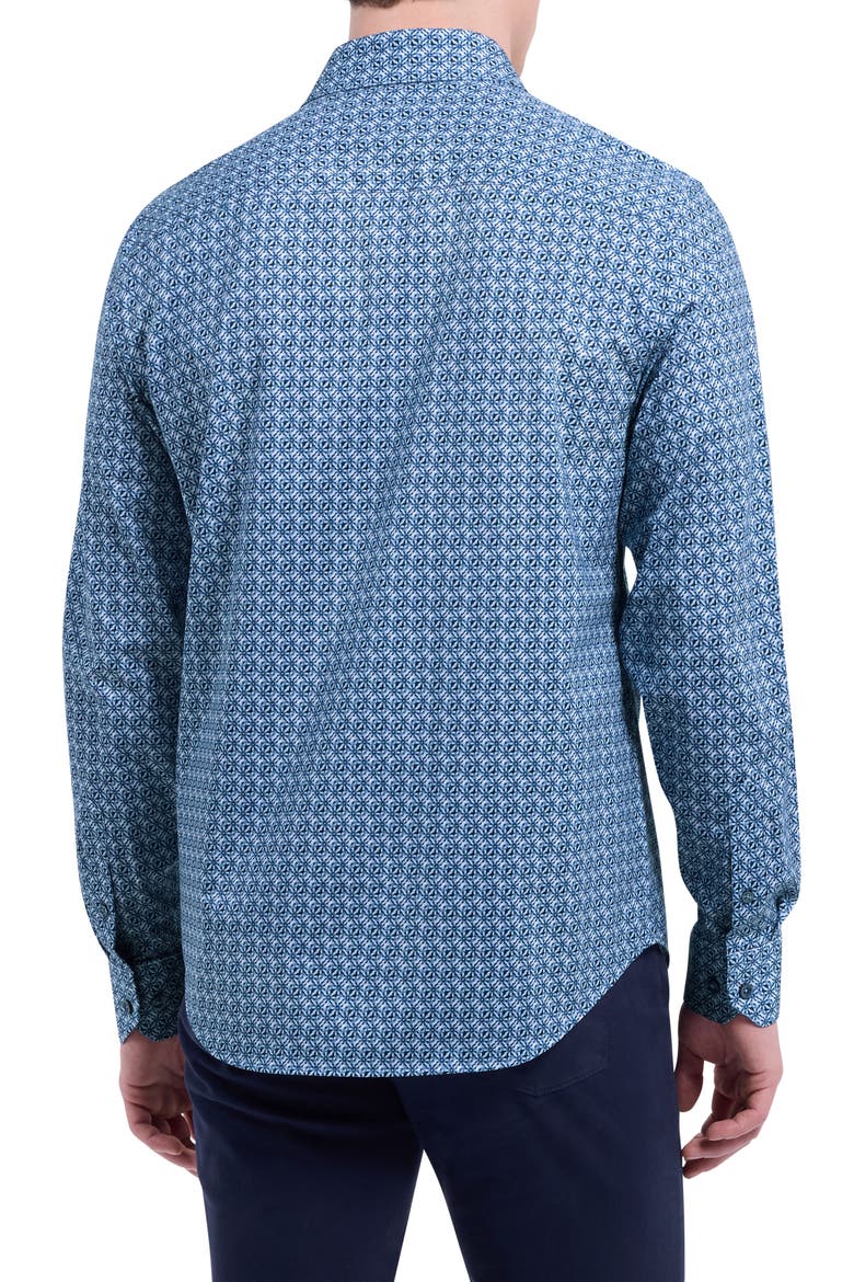 James OoohCotton® Floral Tile Print Button-Up Shirt, Alternate, color, NAVY