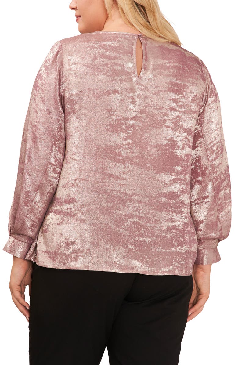 Halogen<sup>®</sup> Pleat Detail Long Sleeve Crushed Velvet Top, Alternate, color,