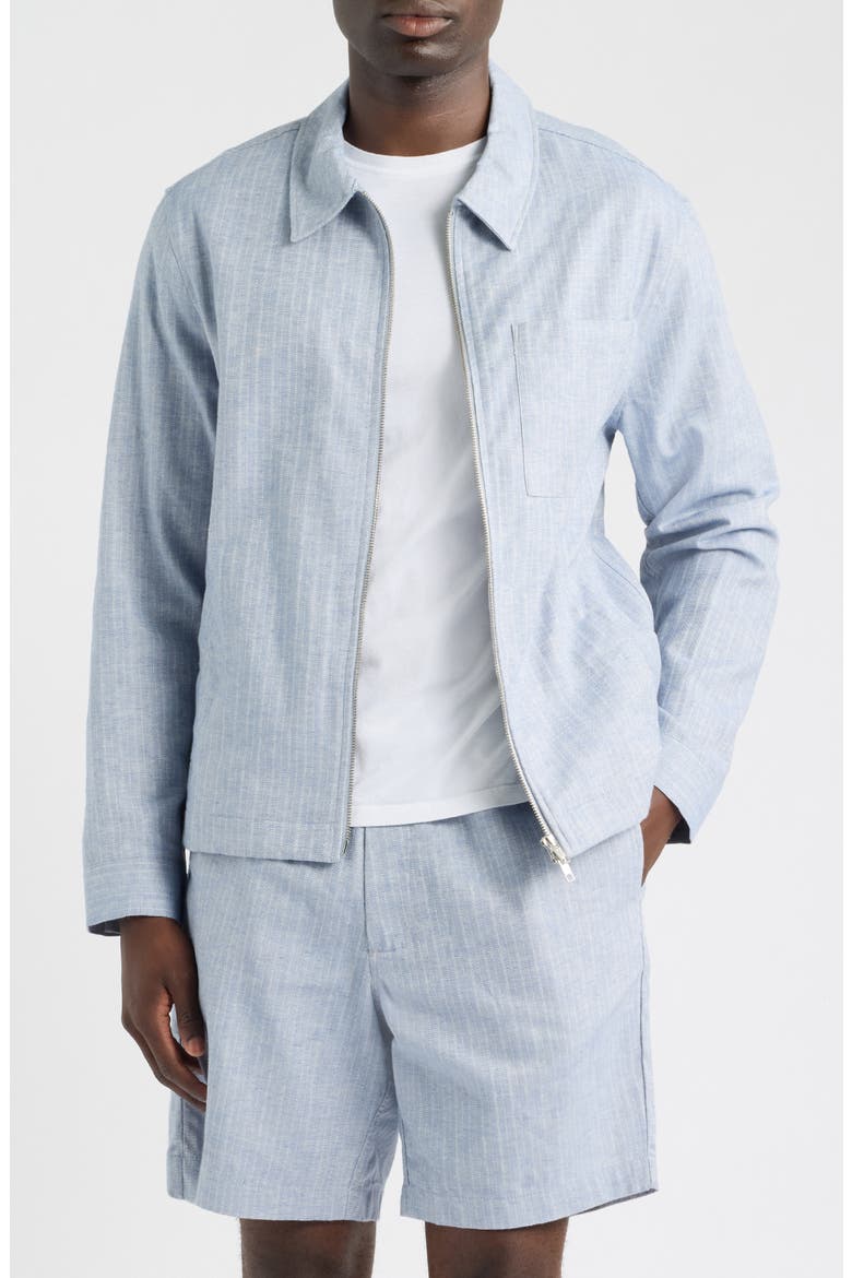 Eldon Cotton & Linen Herringbone Jacket, Main, color, LIGHT BLUE