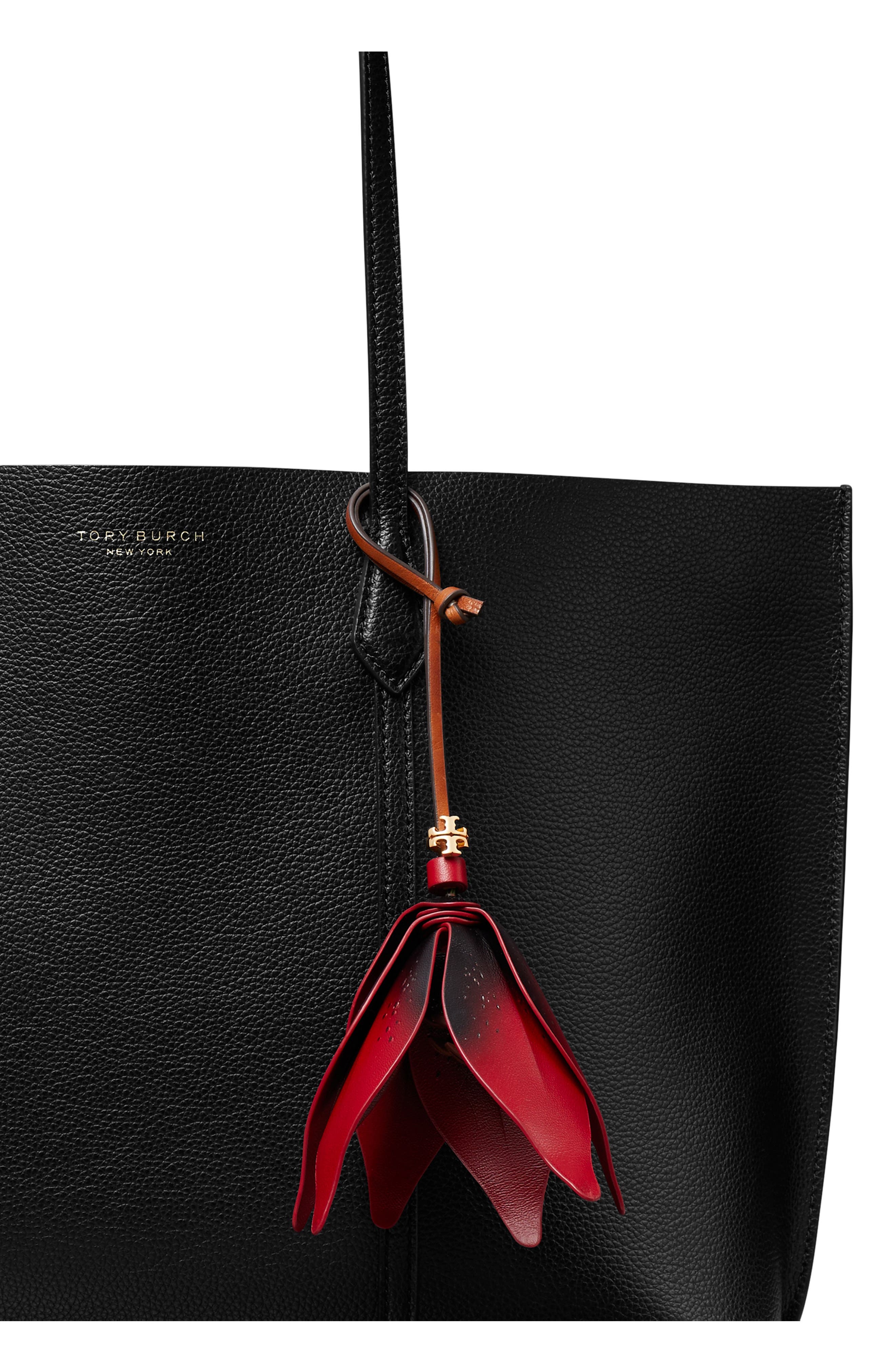 Tory Burch Flower Bag Charm, Alternate, color, Red