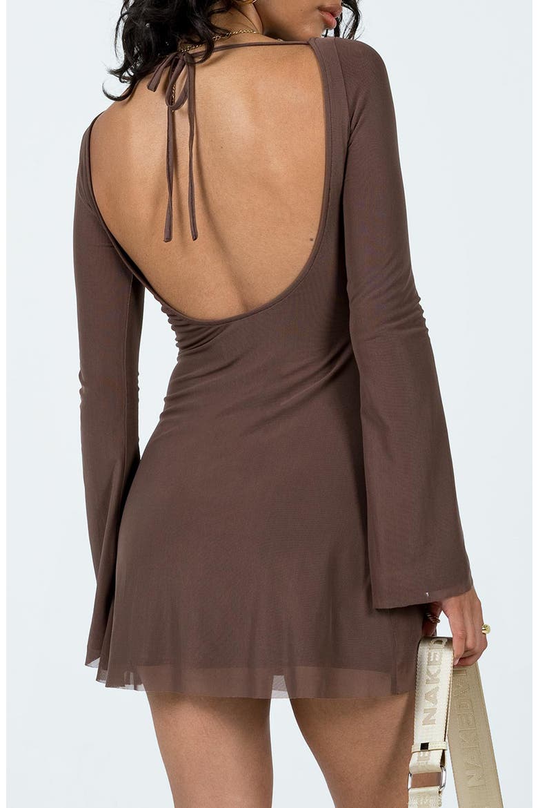Lukea Long Sleeve Mesh Minidress, Alternate, color, BROWN