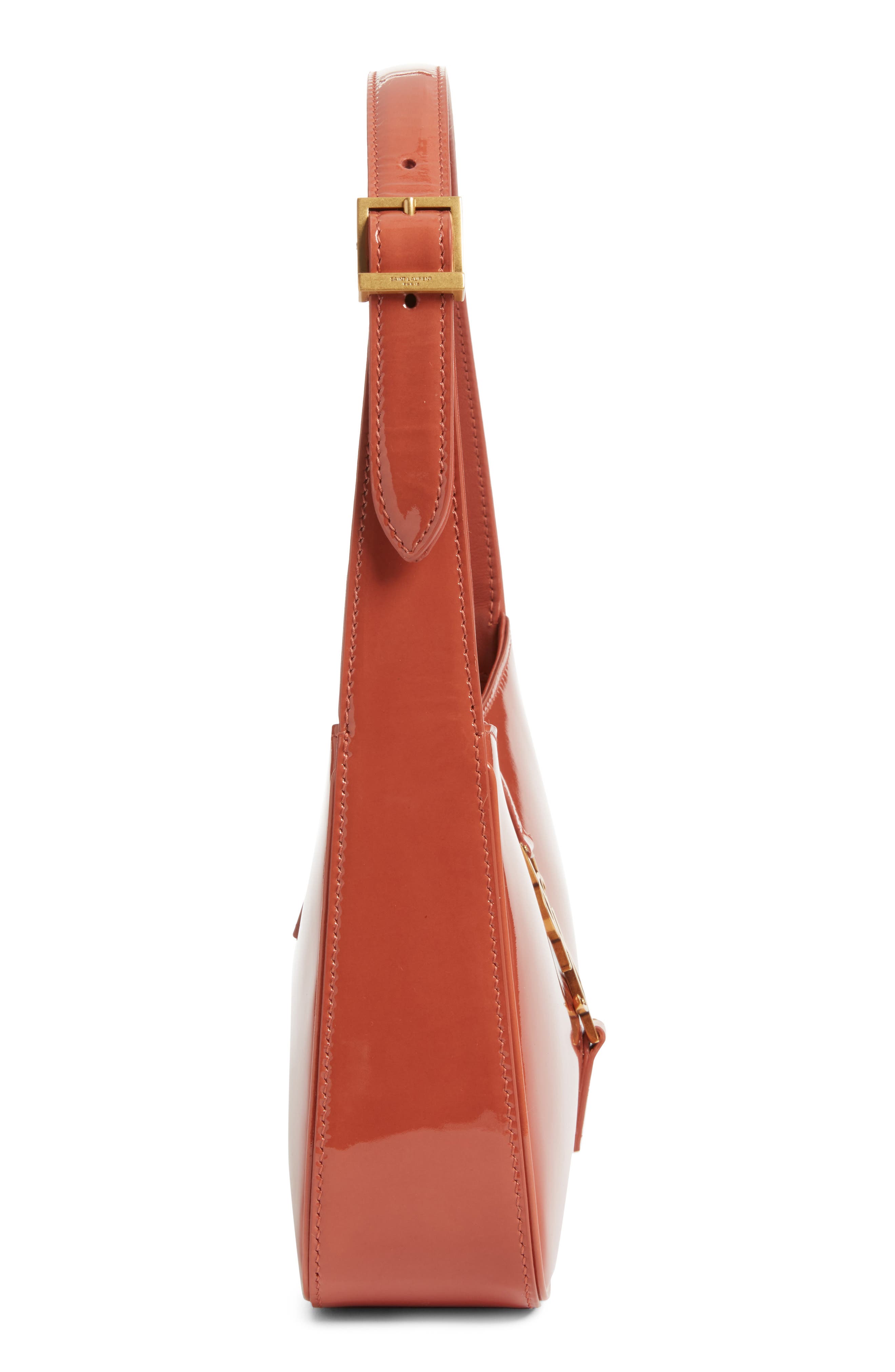 Saint Laurent Small Le 5 à 7 Patent Leather Hobo Bag, Alternate, color, Mild Rose