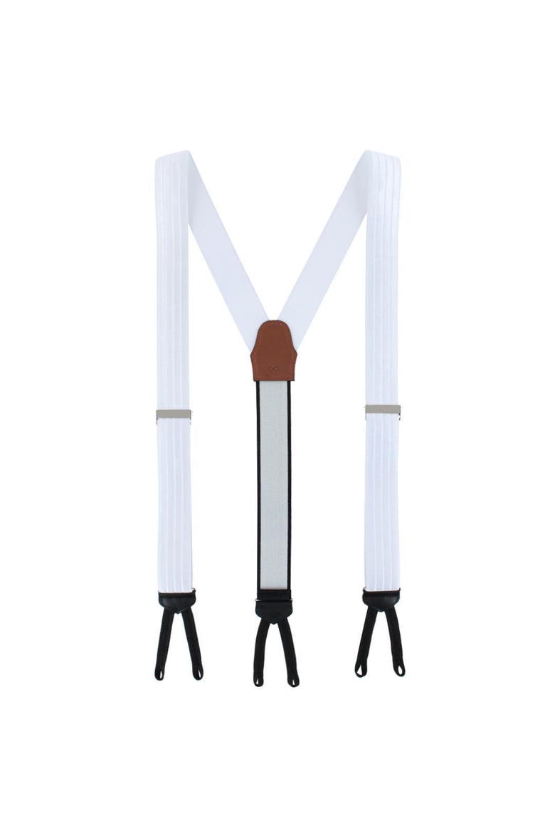Jefferson Brushed Pinstripe Elastic Formal End Suspenders, Alternate, color, White