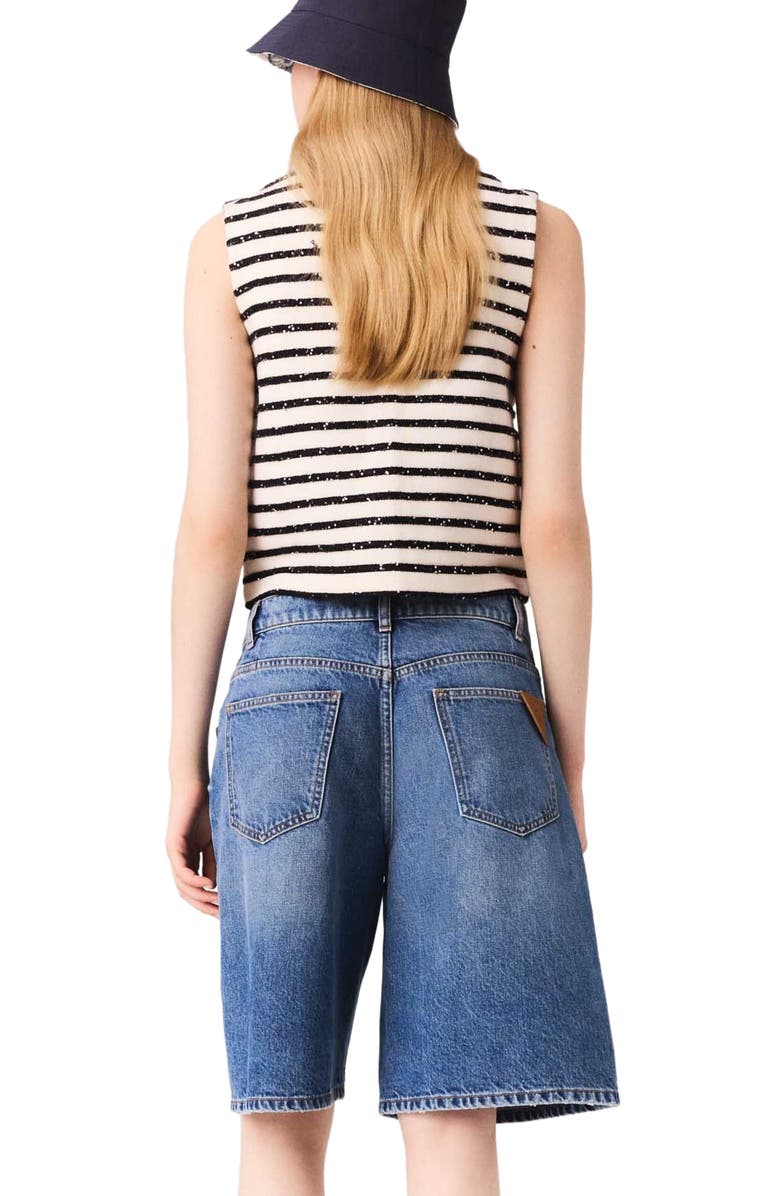 maje Striped wool blend top, Alternate, color,