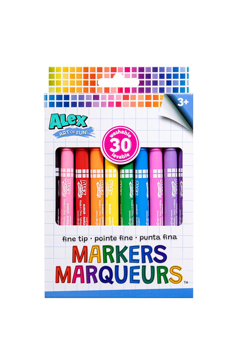 ALEX Art Of Fun Fine Tip Markers 30 Pack, Washable, Kids & Adults, Main, color, Multicolored