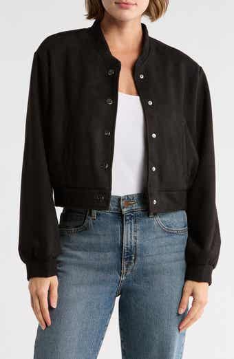 TRUTH Crop Faux Suede Bomber Jacket