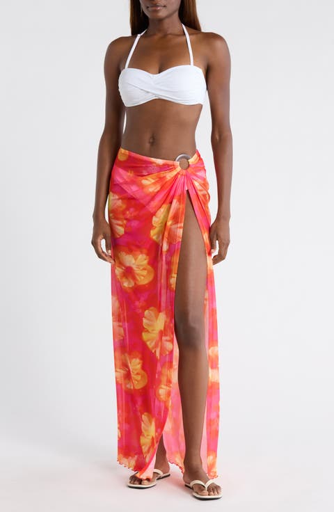 Split Mesh Maxi Cover-Up Skirt