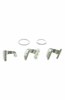 OLIVIA WELLES Imitation Cassia Pearl & Crystal Ring Set