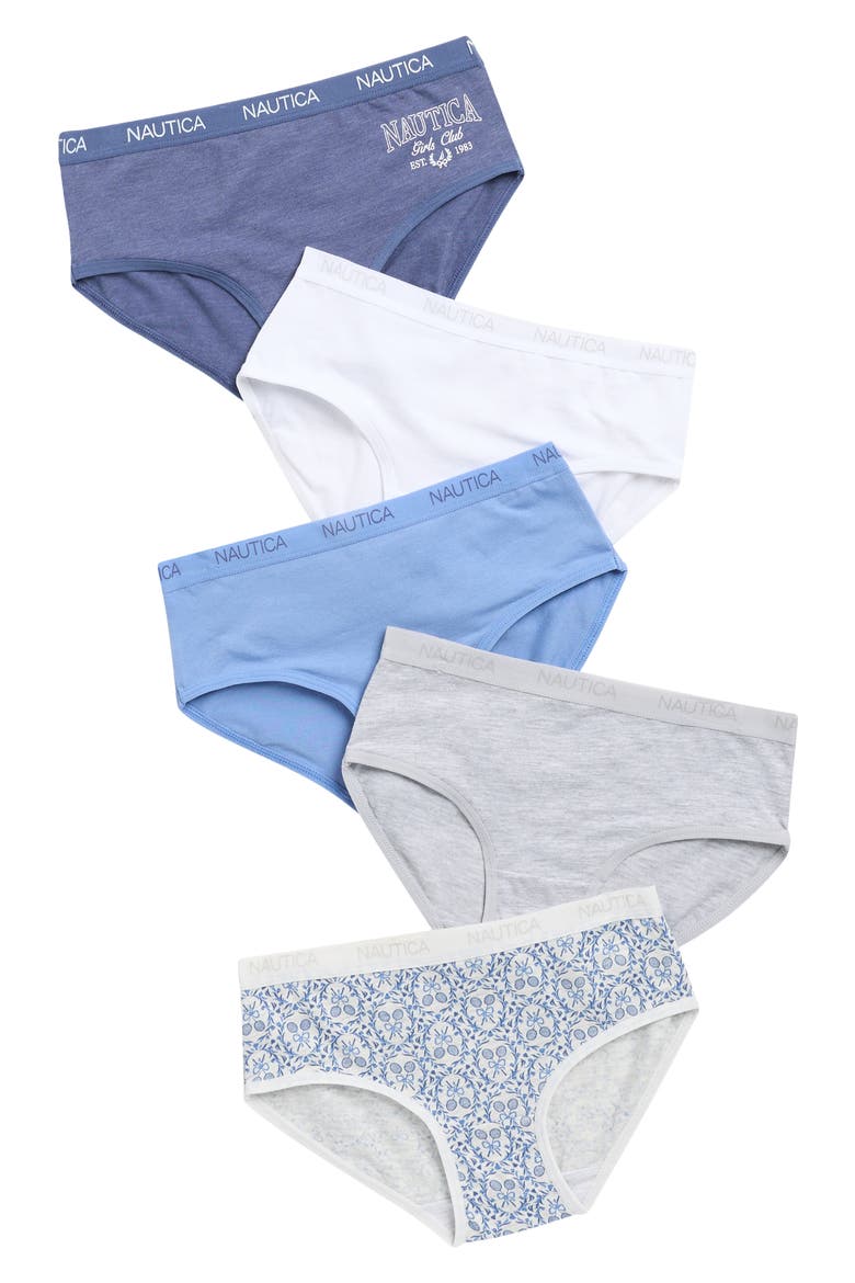 Kids' 5-Pack Stretch Cotton Bikini Briefs, Main, color, FOREVER BLUE RACKET