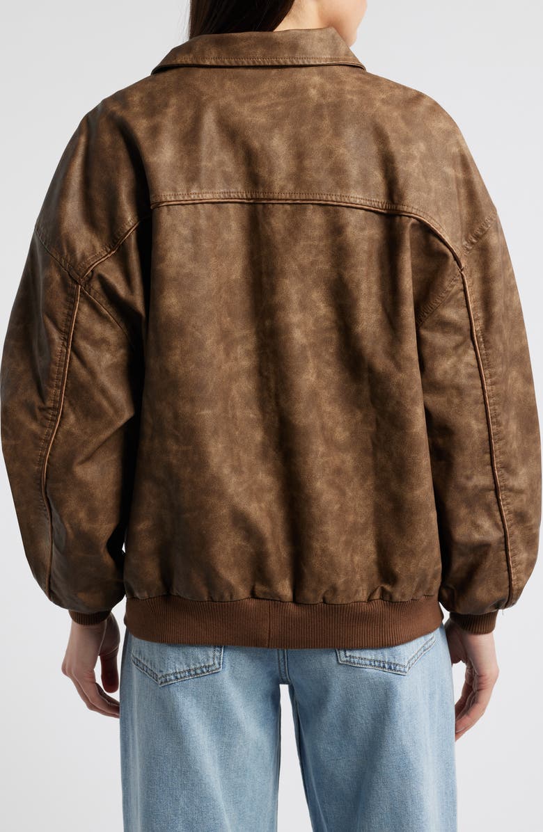 Princess Polly Goldsmith Oversize Faux Leather Bomber Jacket, Alternate, color, 