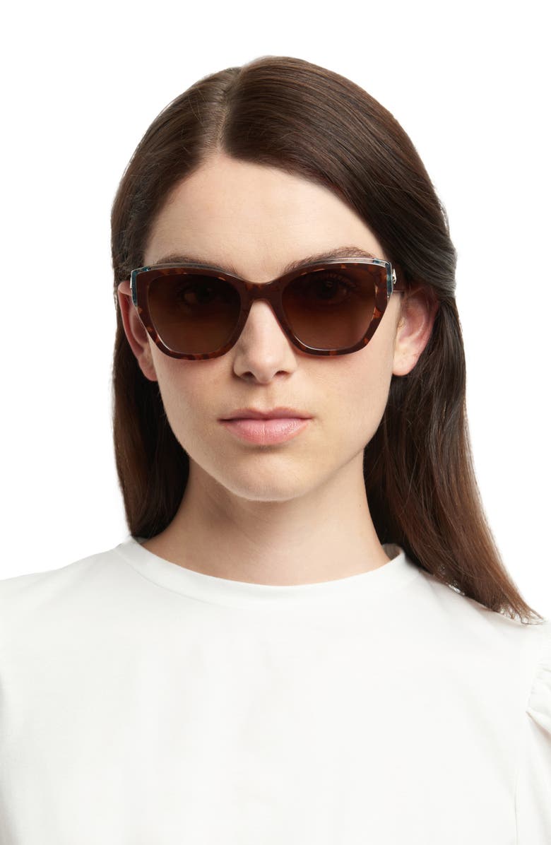 Kate Spade New York yolanda 51mm polarized gradient cat eye sunglasses, Alternate, color, Havana / Brown Polar