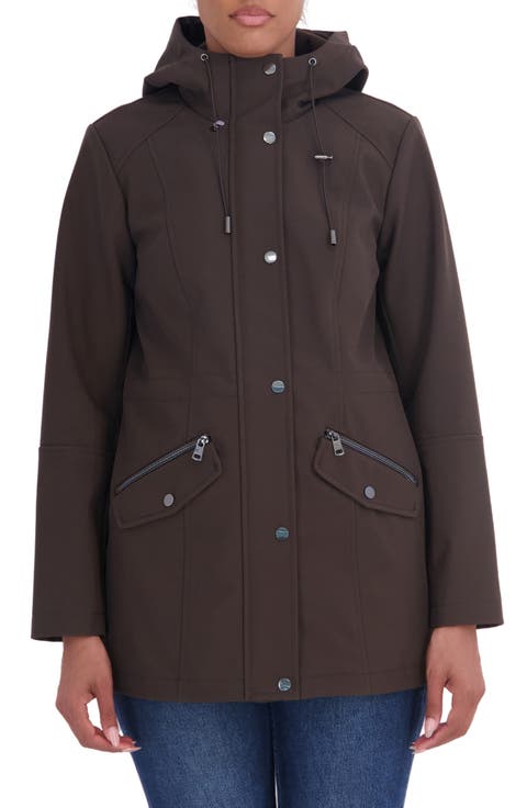Water Resistant Hooded Softshell Coat