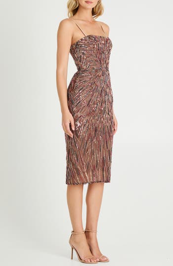 Marina Sequin Cocktail Pencil Dress