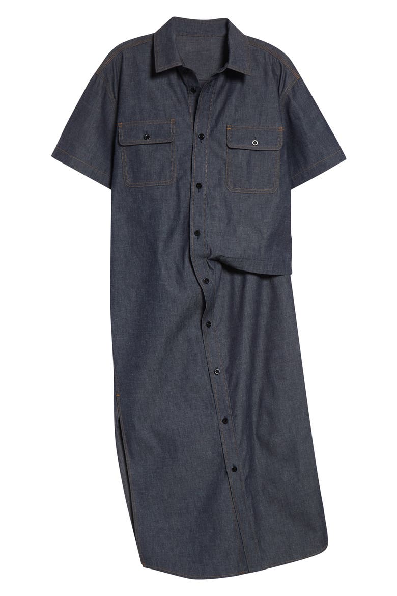 Draped Denim Shirtdress, Alternate, color, BLUE