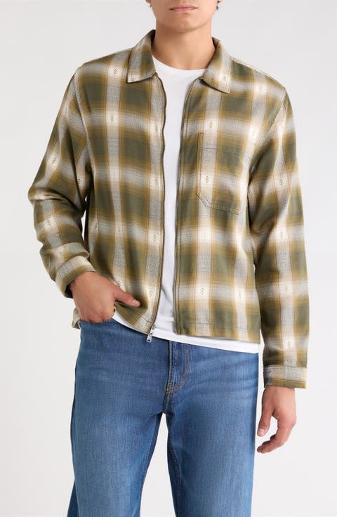 Larkspur Plaid Cotton Flannel Zip Overshirt