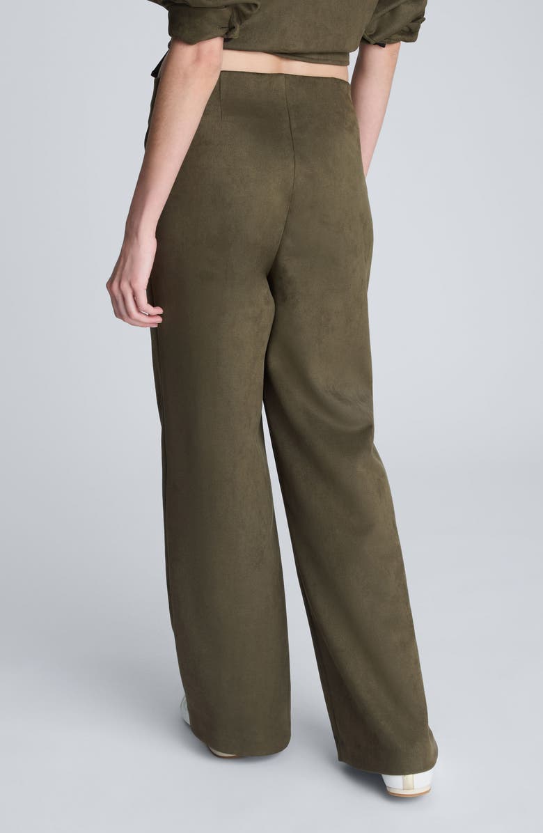 Kenneth Cole High Waist Faux Suede Wide Leg Pants, Alternate, color, Olive Green