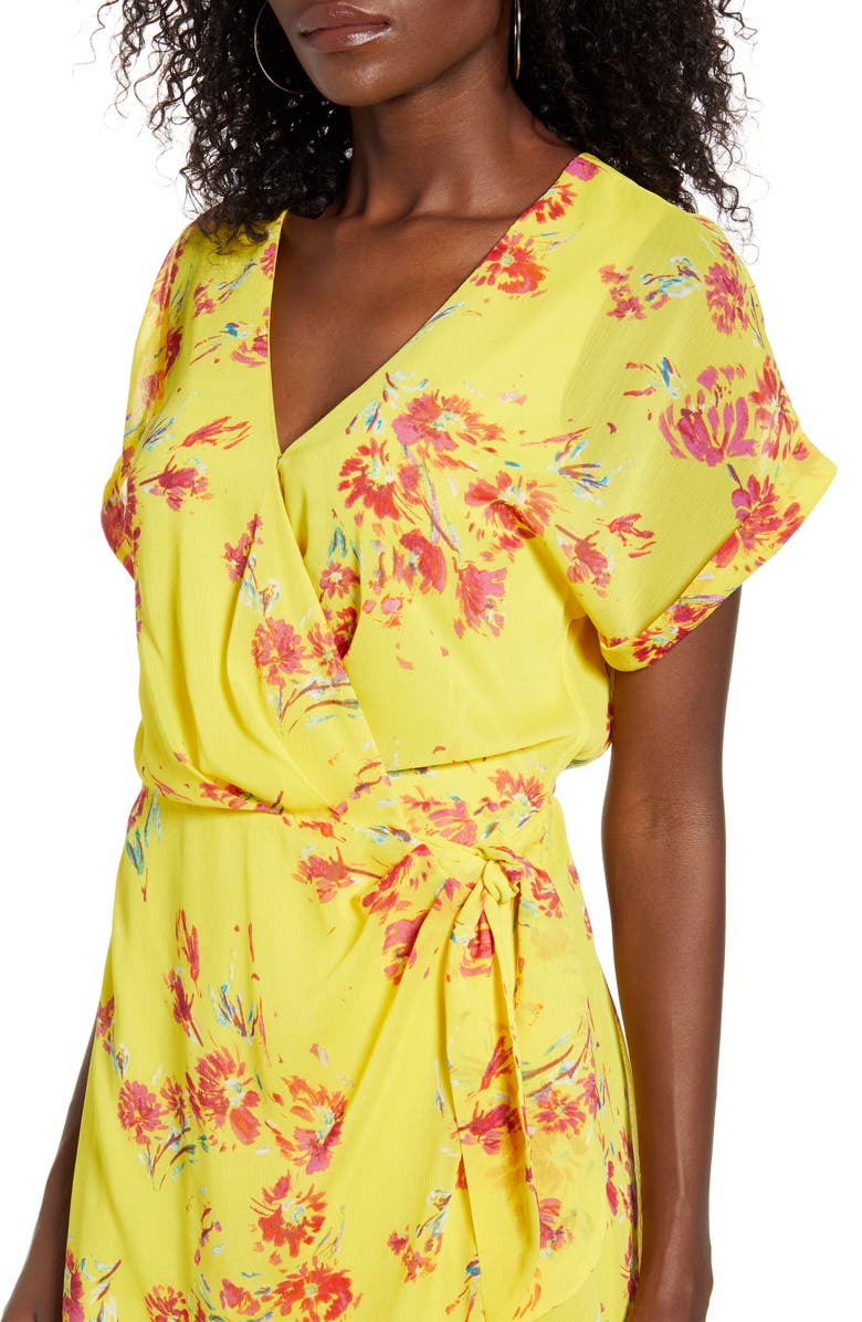 All in Favor Simone Floral Wrap Front Minidress, Alternate, color,