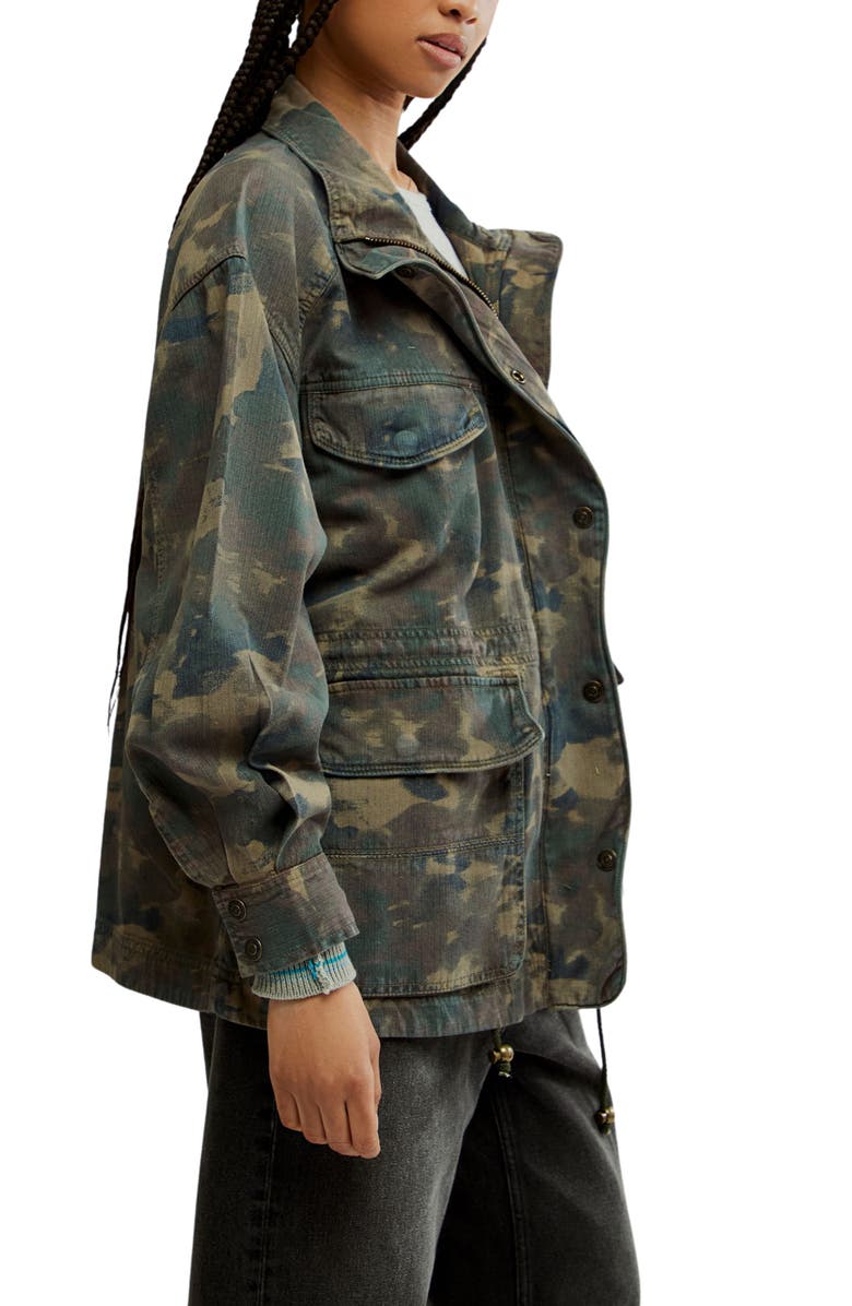 Free People Arya Camo Cotton Twill Utility Jacket, Alternate, color,