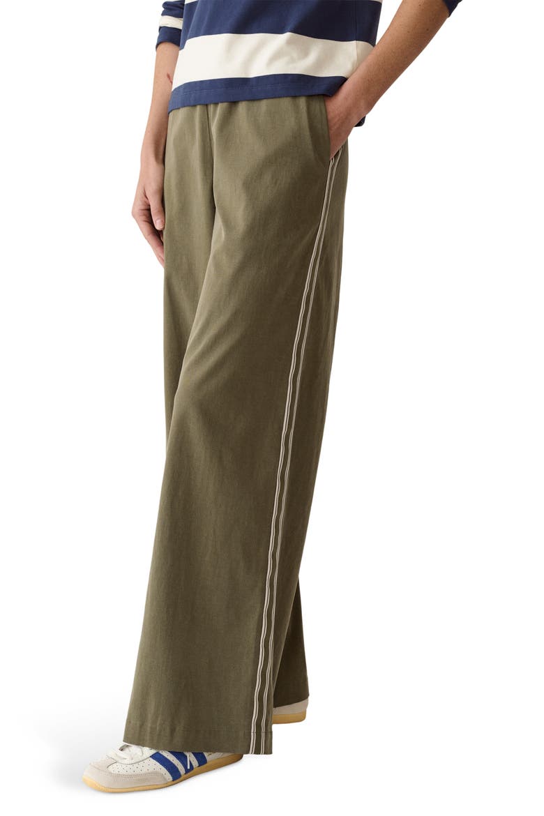 Allison Pull-On Wide Leg Side Stripe Pants, Alternate, color, OLIVE