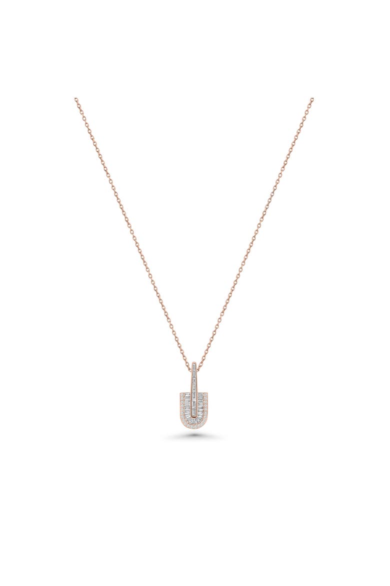 U Solo Baguette Midi Necklace, Main, color, Rose Gold