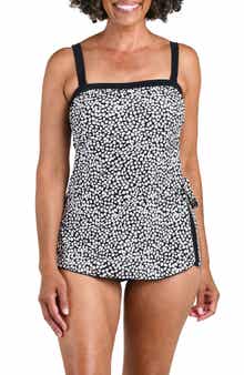 Dot Bandeau Sarong One-Piece Swimsuit