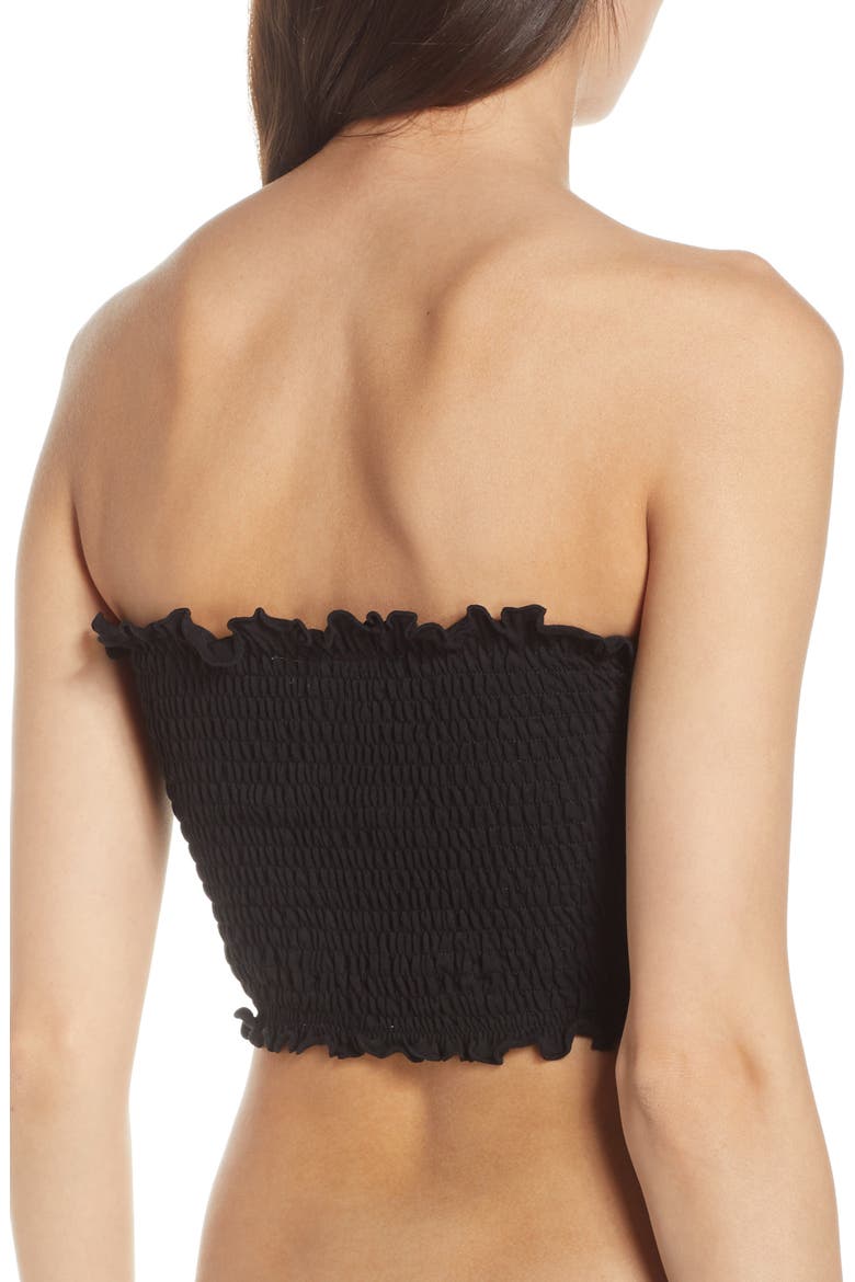Smocked Tube Top, Alternate, color, BLACK