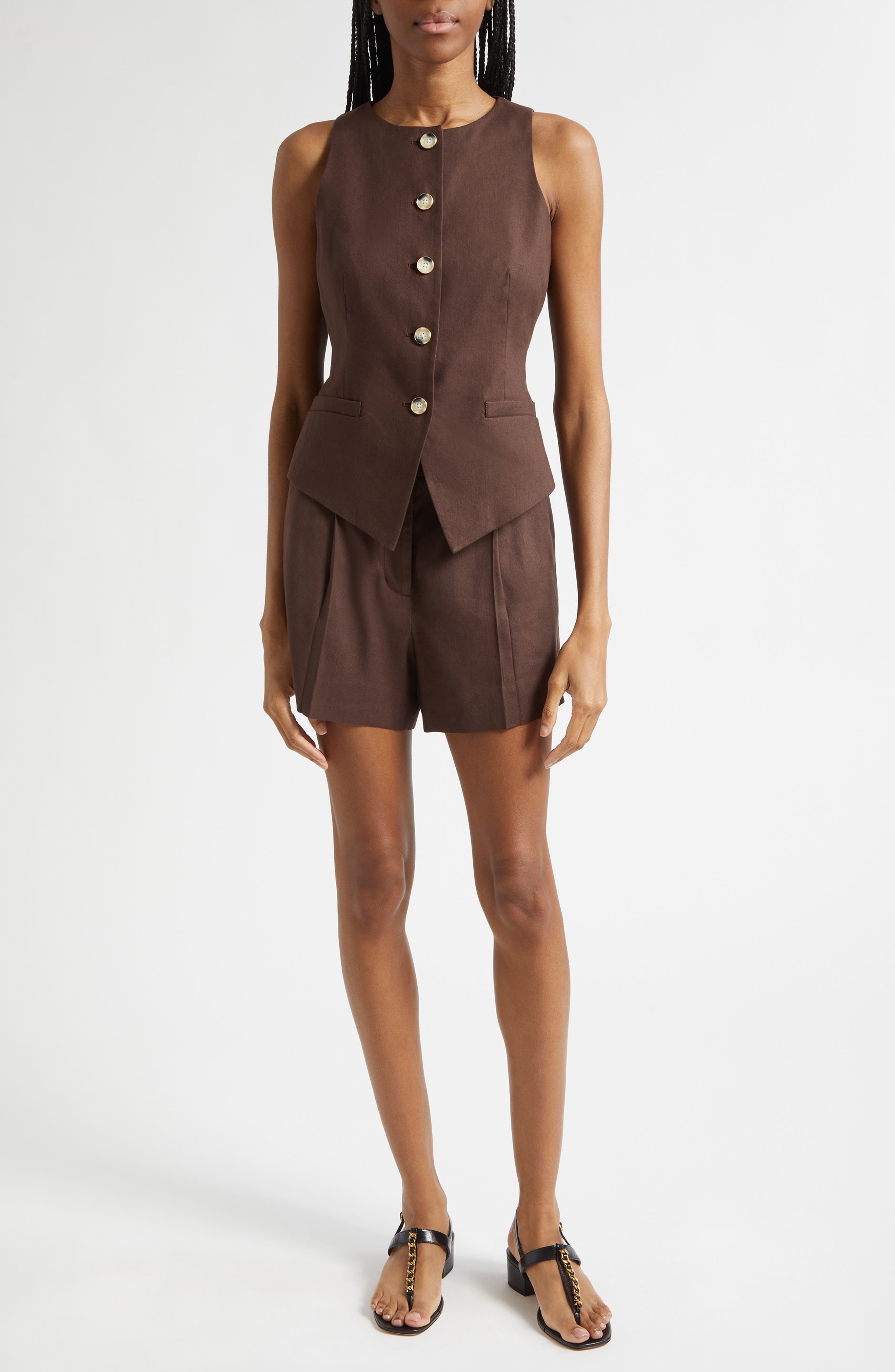 Veronica Beard Hartwell Linen Blend Vest (Women) | Nordstromrack