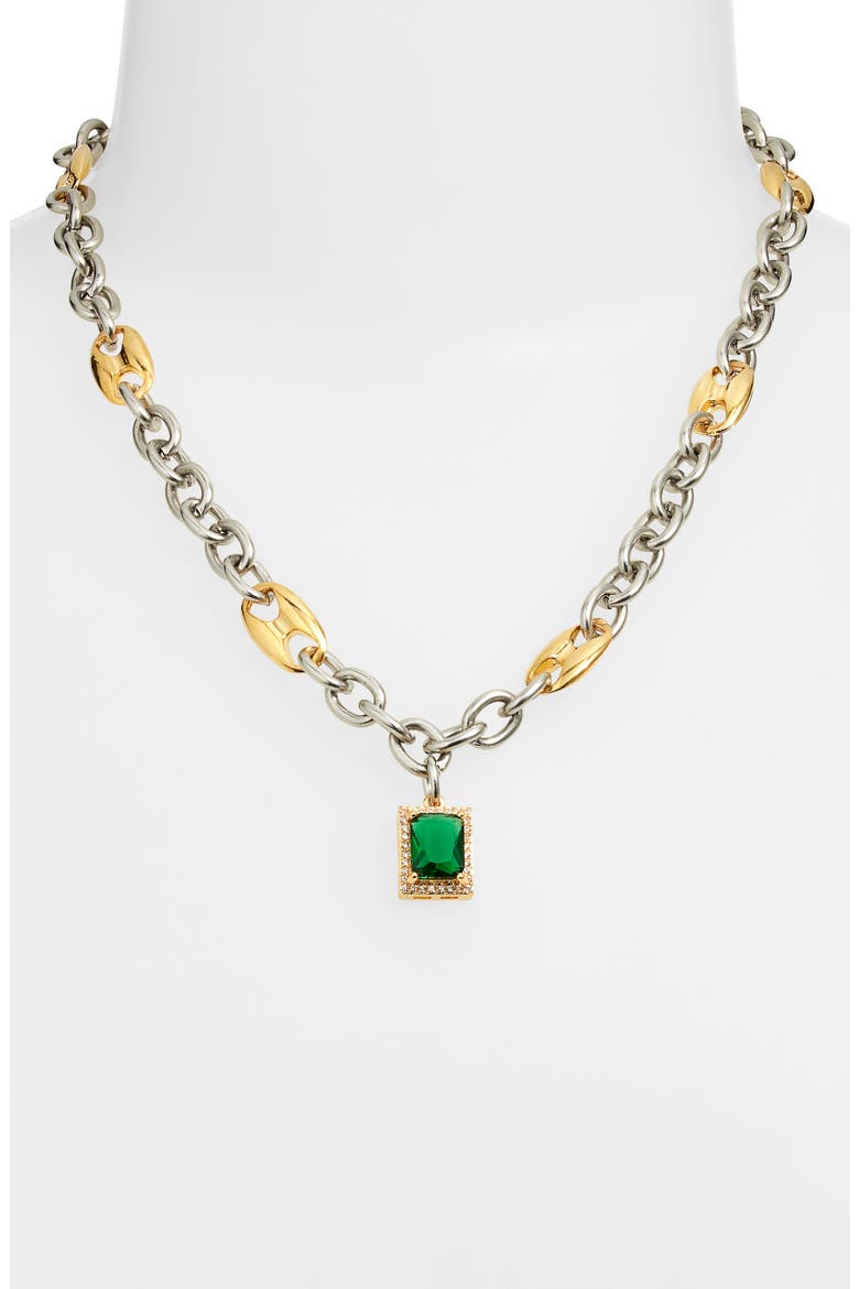 Duotone Vixen Pendant Necklace, Alternate, color, GOLD/ SILVER