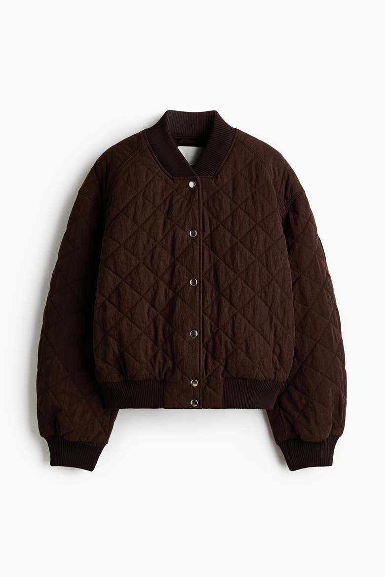 Quilted Bomber Jacket, Alternate, color, Dark brown