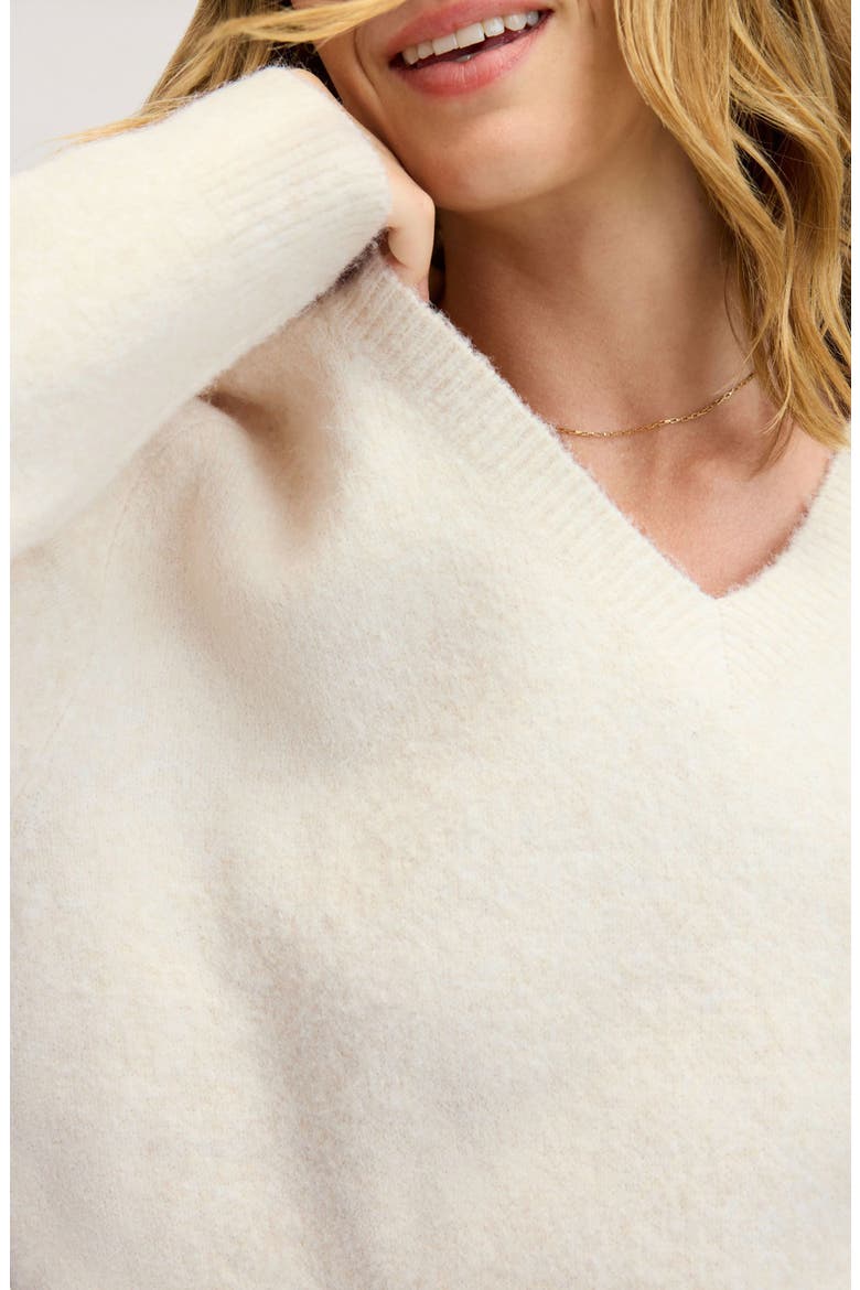 Deep V-Neck High Rib Sweater, Alternate, color, ECRU