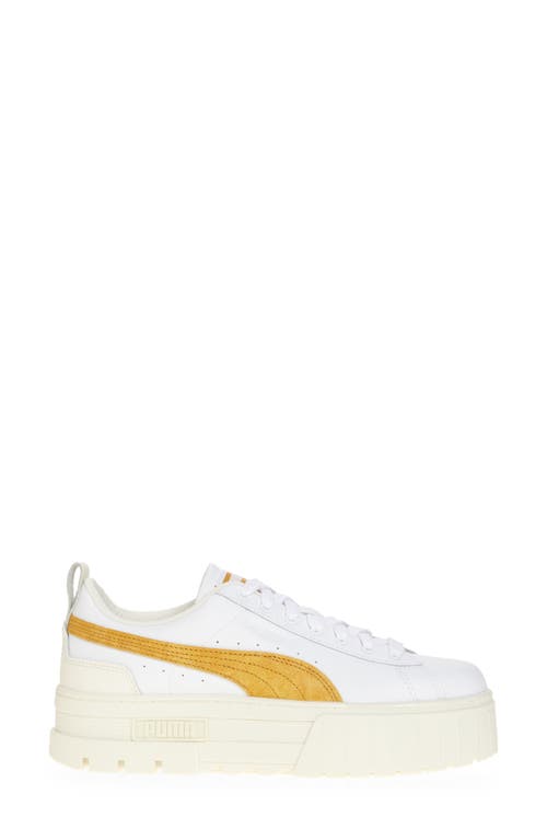 Puma Mayze Classic Platform Sneaker In  White-archive Gold