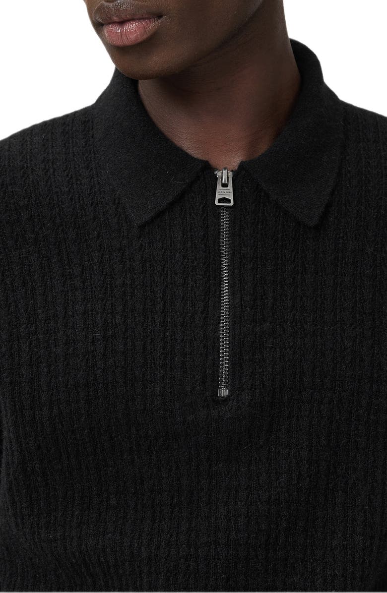 AllSaints Jakob Wool & Alpaca Blend Polo Sweater, Alternate, color, Black