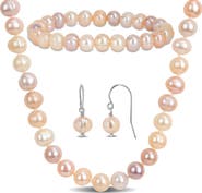DELMAR Multicolor Cultured Freshwater Pearl Necklace, Earrings & Bracelet Set