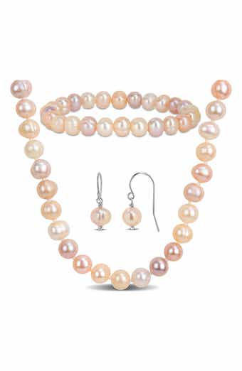 Multicolor Cultured Freshwater Pearl Necklace, Earrings & Bracelet Set