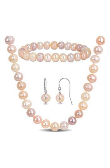 Delmar Multicolor Cultured Freshwater Pearl Necklace, Earrings & Bracelet Set