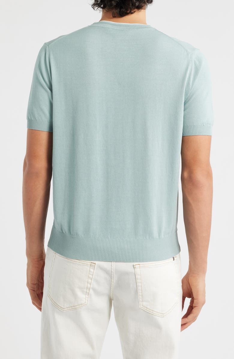Canali Short Sleeve Cotton Crewneck Sweater, Alternate, color, Green