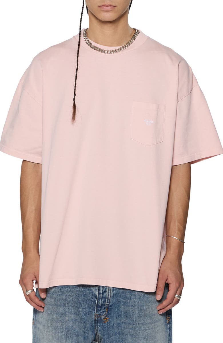Ksubi Stamp Ekcess Oversize Embroidered Cotton Rib T-Shirt, Main, color, Baby Pink