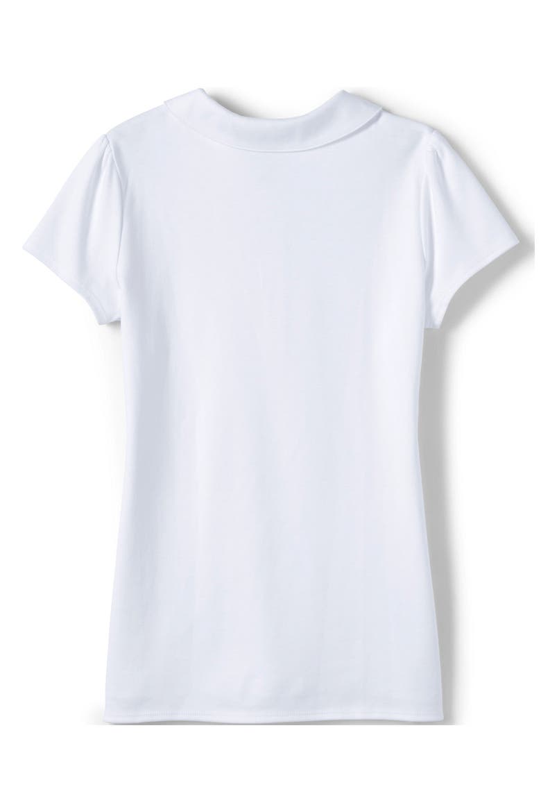 Girls Short Sleeve Peter Pan Collar Polo Shirt, Alternate, color, White