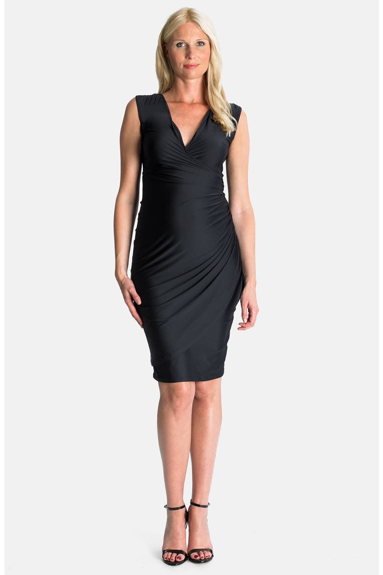 London Faux Wrap Jersey Maternity Dress, Main, color, ALEXANDRA BLACK