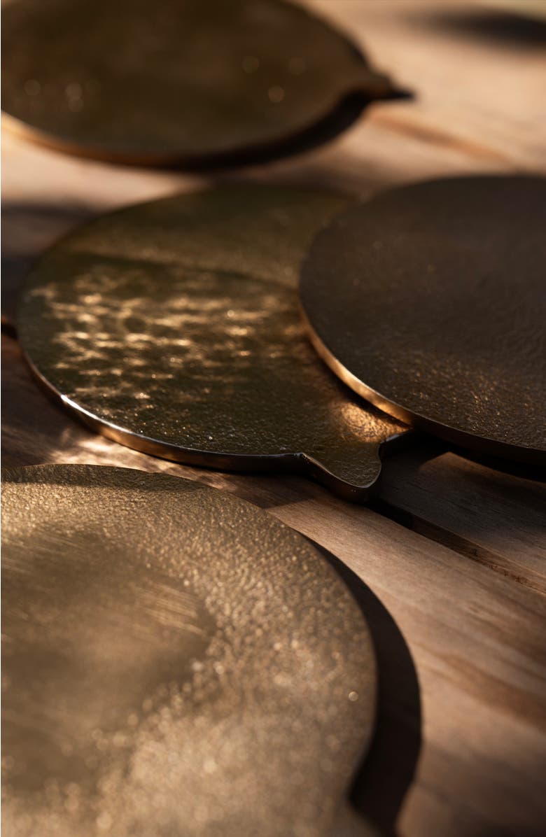 The Collective Home Stinson Antique Brass Coasters - Set of 6, Alternate, color, Gold