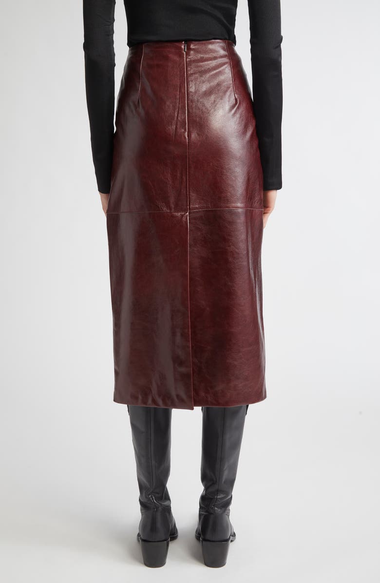 SPORTMAX Afa Lambskin Leather Midi Skirt, Alternate, color, Bordeaux