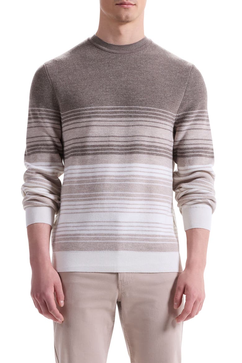 Gradient Stripe Merino Wool Sweater, Main, color, WALNUT
