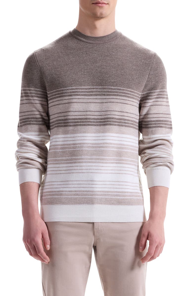 Bugatchi Gradient Stripe Merino Wool Sweater, Main, color, Walnut