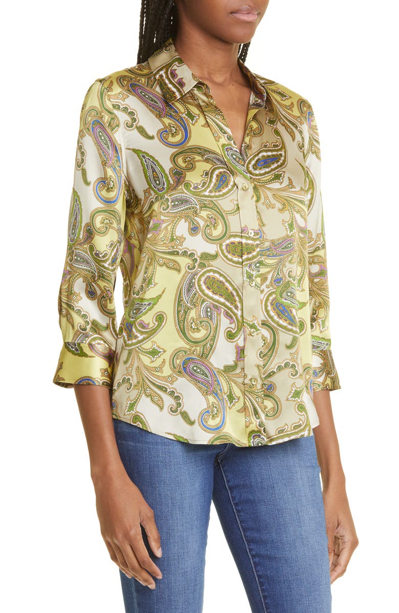 L'AGENCE Dani Silk Button-Up Blouse, Alternate, color,