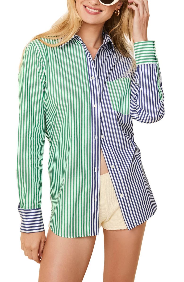 Solid & Striped The Oxford Striped Cotton Button-Up Shirt, Main, color,