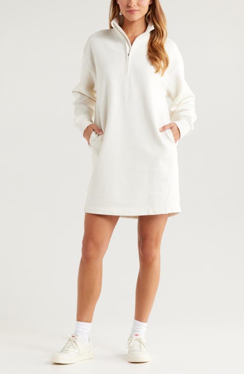 Cloud Fleece Long Sleeve Quarter Zip Dress
