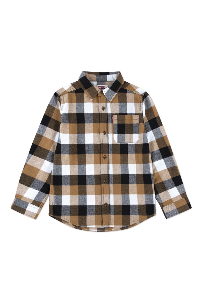 Kids' Buffalo Check Flannel Shirt, Main, color, JET BLACK